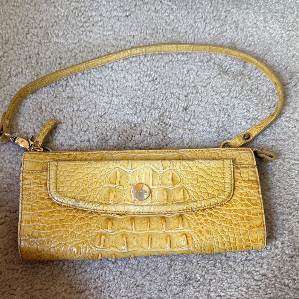 Brahmin Yellow Crocodile-Embossed Women's shoulder/clutch